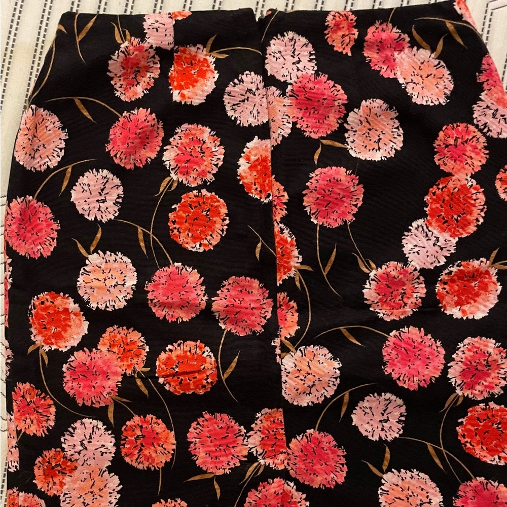 Talbots Skirt 2P Black Pink Floral Pencil Straight